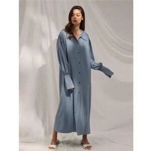 NWT Nap Loungewear Drape Shirt Robe Dressing Gown Frost Blue Small